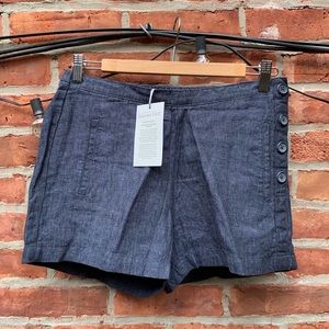 Garnet Hill Linen Side-Button Shorts Size 6 (Blue) NWT